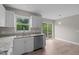 Beautiful kitchen features white cabinets, granite countertops, stainless steel sink, and access to the deck at 114 Lynnville Ct, Lillington, NC 27546