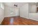 Cozy living room featuring hardwood floors and fresh paint at 141 Shad Boat Ln, Clayton, NC 27520