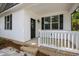 A front door featuring house number and white railings in the porch at 208 W Holt St, Burlington, NC 27217