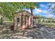 Charming shed with double doors and a covered porch, offering ample storage space at 24 W Canterbury Ct, Wendell, NC 27591