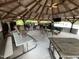 Spacious outdoor living area features a full kitchen, dining, and recreation space under an expansive wood structure at 2483 Mcneill Hobbs Rd, Bunnlevel, NC 28323