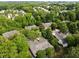 An aerial neighborhood view shows lush greenery, community streets, and well-maintained homes in a serene environment at 2536 Bent Green St, Raleigh, NC 27614