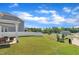 Expansive backyard featuring lush green grass and a charming covered patio, great for relaxation at 3313 Brunot St, New Hill, NC 27562