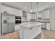 Modern kitchen featuring stainless steel appliances, an island, and white cabinetry at 3313 Brunot St, New Hill, NC 27562
