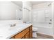 Bathroom features single sink vanity, toilet, and combination shower and tub at 3713 Phillips W Way, Durham, NC 27713