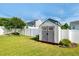 The shed in the fenced in backyard at 4109 Massey Preserve Trl, Raleigh, NC 27616
