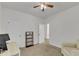 Bedroom with a ceiling fan, plush carpeting, and comfortable seating at 416 Durants Neck Ln, Morrisville, NC 27560