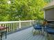 A relaxing back deck with table and chairs offers a peaceful outdoor retreat at 445 Ridge Springs Dr, Chapel Hill, NC 27516