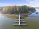 Stunning aerial view of a private dock on the lake with colorful trees, offering a serene and picturesque waterfront setting at 50 Tyler Ct, Henderson, NC 27537