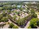 Aerial view showcases a community with lush trees, a pool, and a serene lake at 509 Darby Glen Ln, Durham, NC 27713