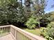 Lush backyard with a wooden fence and mature trees, offering shade and privacy at 509 E Millbrook Rd, Raleigh, NC 27609
