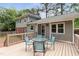 Inviting backyard deck with glass table and seating, ideal for outdoor entertaining at 509 E Millbrook Rd, Raleigh, NC 27609