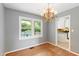 Charming dining area with hardwood floors, and a view of the back deck at 509 E Millbrook Rd, Raleigh, NC 27609