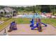 Community amenities showcase playground and pool area including clubhouse, tables, and chairs at 646 Shelford Trl, Zebulon, NC 27597