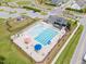 Aerial view of the pool and lounge area inside the community at 646 Shelford Trl, Zebulon, NC 27597