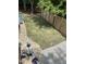 Expansive backyard featuring newly installed sod, a wooden fence, and a stone patio area at 7824 Hemlock Ct, Raleigh, NC 27615