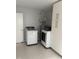 Laundry room features modern washer and dryer with storage cabinets, maximizing efficiency and organization at 7824 Hemlock Ct, Raleigh, NC 27615