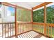 Relaxing screened porch with wood flooring and views of the green backyard at 1 Edgebrook Cir, Durham, NC 27703
