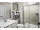 Contemporary bathroom featuring a glass-enclosed shower, stylish fixtures, and modern design at 1012 Country Pasture Cv, Wendell, NC 27591