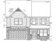 Detailed architectural rendering showing the front elevation with a brick-stone base and traditional trim at 1036 Channel Drop Lp, Zebulon, NC 27597