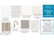 Selection of kitchen and bathroom finishes, including cabinets, countertops, hardware, faucet, carpet, and tile at 1036 Channel Drop Lp, Zebulon, NC 27597