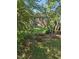 Green backyard featuring mature trees, brick home, and colorful flowerbeds at 1157 S Cambridge Cir, Rocky Mount, NC 27801