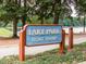 Community Lake Park sign showcasing a nearby lake and boat ramp at 120 Spring Hollow Ln, Cary, NC 27518