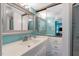 Bright bathroom with a vanity, mirrored cabinets, and modern fixtures at 135 Sagamore Dr, Louisburg, NC 27549