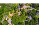 Expansive aerial view of a suburban home surrounded by lush greenery, highlighting its private location at 1816 Albacore Ln, Raleigh, NC 27612