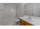 This bathroom features a shower-tub, vanity, sink, and a toilet at 205 Smiths Creek Dr, Clayton, NC 27520