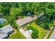 Aerial view of a home with mature trees, well-maintained landscaping, and inviting porch at 2143 Ridge Rd, Raleigh, NC 27607