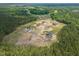 An aerial view shows new home construction in a wooded community at 25 Sanders Farm Dr, Smithfield, NC 27577