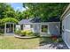 Backyard view of home with a covered gazebo and landscaped flower bed and patio area at 2823 Fowler Ave, Raleigh, NC 27607