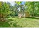 Backyard features a well-maintained storage shed, ideal for storing tools and outdoor equipment at 308 Rainbow Dr, Carrboro, NC 27510