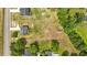 An aerial view of a home with a backyard, fence and a shed at 3409 Lemon Springs Rd, Sanford, NC 27332