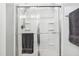 Modern bathroom shower with glass door and a chrome shower head at 508 Minerva Dale Dr, Fuquay Varina, NC 27526