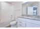 Bathroom featuring granite countertops, white vanity and a shower-tub combination at 509 Sherron Rd # 30, Durham, NC 27703