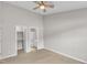 Spacious bedroom has a ceiling fan, access to the closet and attached bathroom at 5420 Roan Mountain Pl, Raleigh, NC 27613