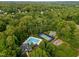 Aerial view of the community pool, tennis court, basketball court and playground at 606 Churton Grove Blvd, Hillsborough, NC 27278