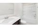 Clean and functional bathroom with a tub and shower combo and a dark wood vanity at 69 Curling Creek Dr # I286, Clayton, NC 27527