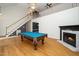 Large living room with hardwood floors, fireplace and vaulted ceilings at 7805 Tuscan Ridge Dr, Wendell, NC 27591