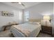 Serene bedroom featuring a cozy bed, ceiling fan, and bench seating at 1236 Shadow Shade, Wake Forest, NC 27587