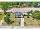 Aerial view of a spacious property featuring a well-maintained home, pool, and lush green landscaping at 128 Christy Ln, Dunn, NC 28334