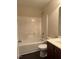 Standard bathroom featuring a toilet, sink with vanity, and shower over tub combo at 2612 Beagle Landing Dr, Raleigh, NC 27610