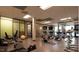 Well-equipped fitness center with weights, exercise machines, and large windows overlooking the serene community at 277 Douglas Falls Dr, Wendell, NC 27591