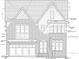 Detailed architectural rendering of a home's exterior elevation showcasing brick veneer and roof details at 3008 Eden Harbor Ct, Raleigh, NC 27613