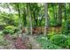 Back yard features a beautiful garden, mature landscaping, and a privacy fence at 309 Cross Hill Ln, Holly Springs, NC 27540
