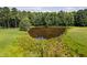 Picturesque pond surrounded by lush greenery and mature trees, offering a tranquil setting at 3123 Brassfield Rd, Creedmoor, NC 27522
