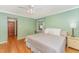 Cozy bedroom features hardwood floors, natural light and serene ambiance at 4017 Huckleberry Dr, Raleigh, NC 27612