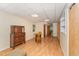 This game room features wood flooring, a glass top table, and two chairs at 4017 Huckleberry Dr, Raleigh, NC 27612